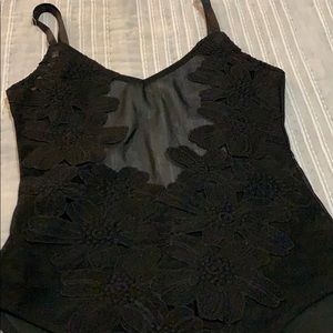 Black floral mesh bodysuit